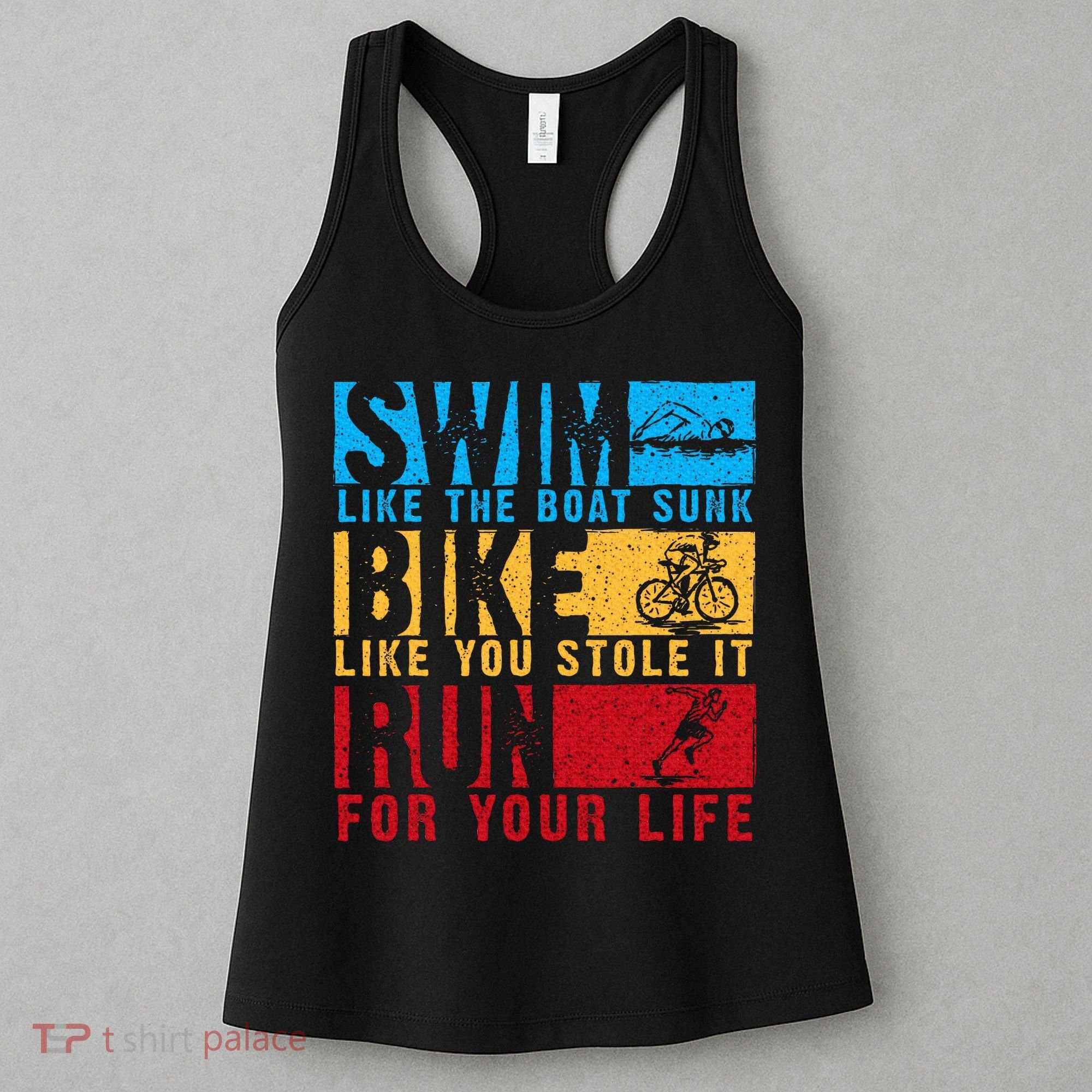 Cool Triathlon Boat Swim Bike Run Triathlete Women's Tank Top
