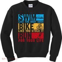 Cool Triathlon Boat Swim Bike Run Triathlete Kids Sweatshirt thumb 0