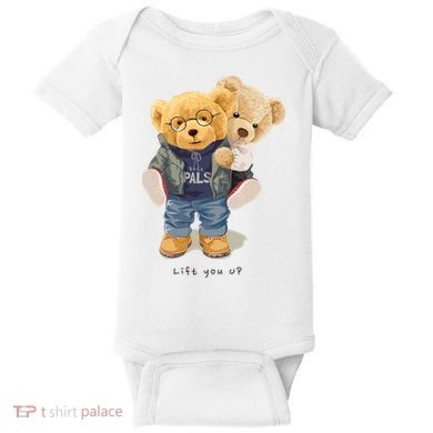 Cute Teddy Bear Lift You Up Baby Bodysuit
