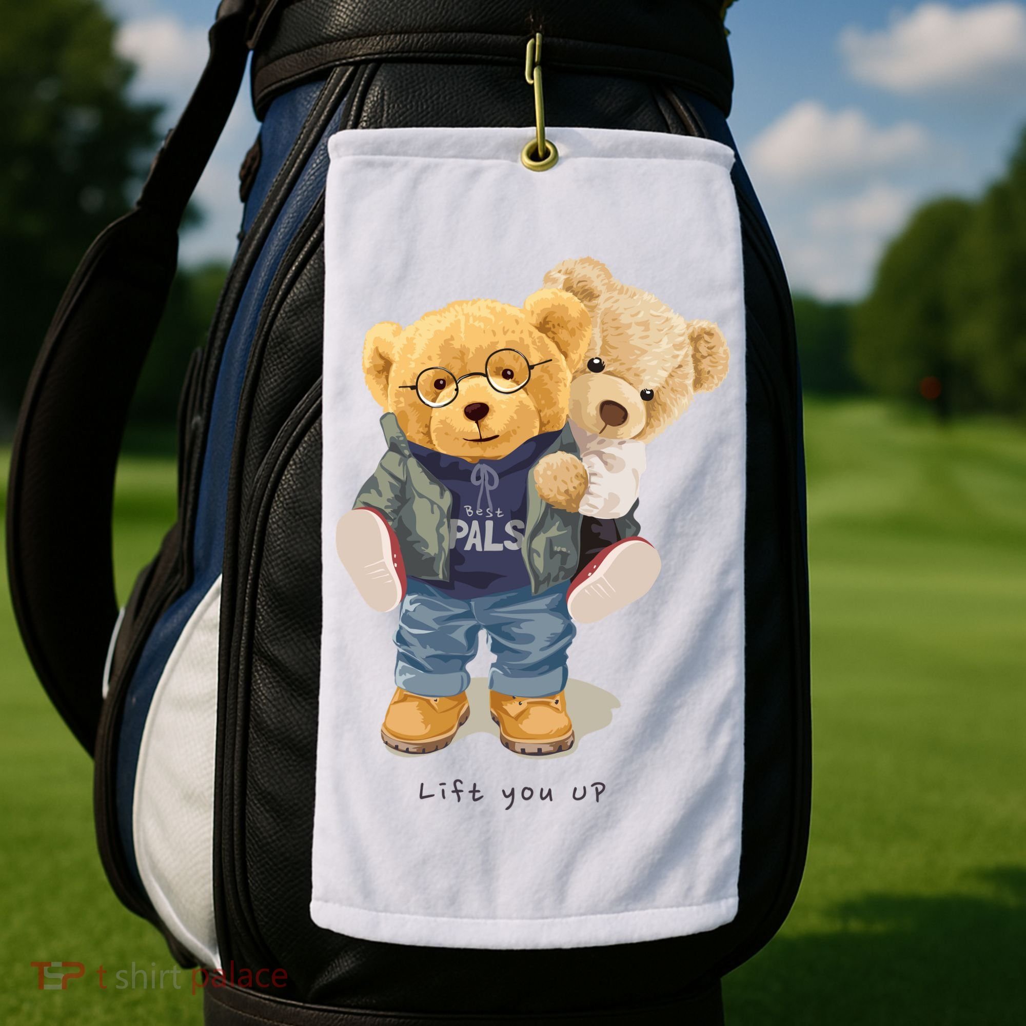 Cute Teddy Bear Lift You Up Golf Towel