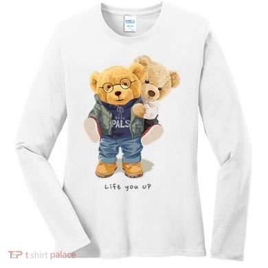 Cute Teddy Bear Lift You Up Women's Long Sleeve Shirt