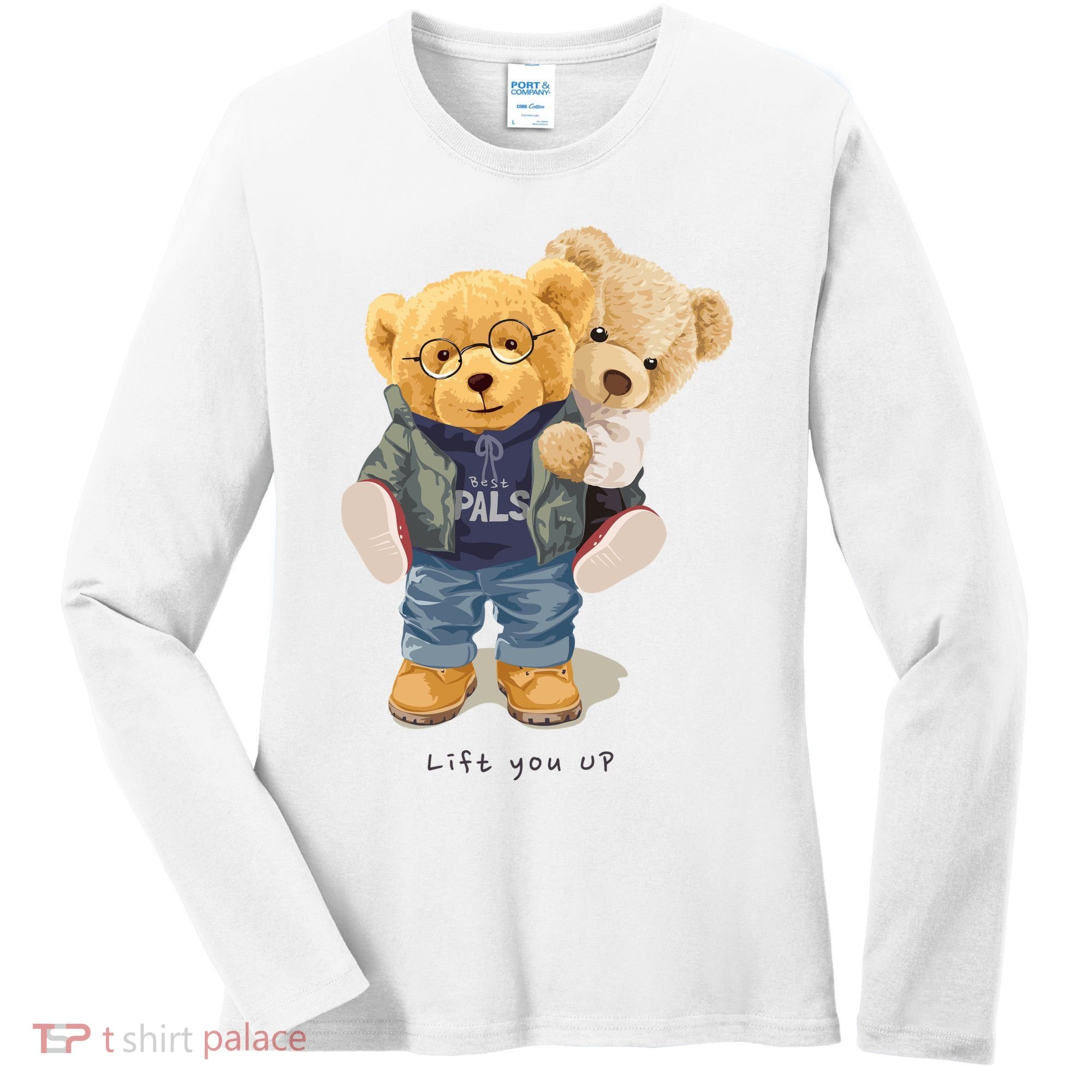 Cute Teddy Bear Lift You Up Women's Long Sleeve Shirt