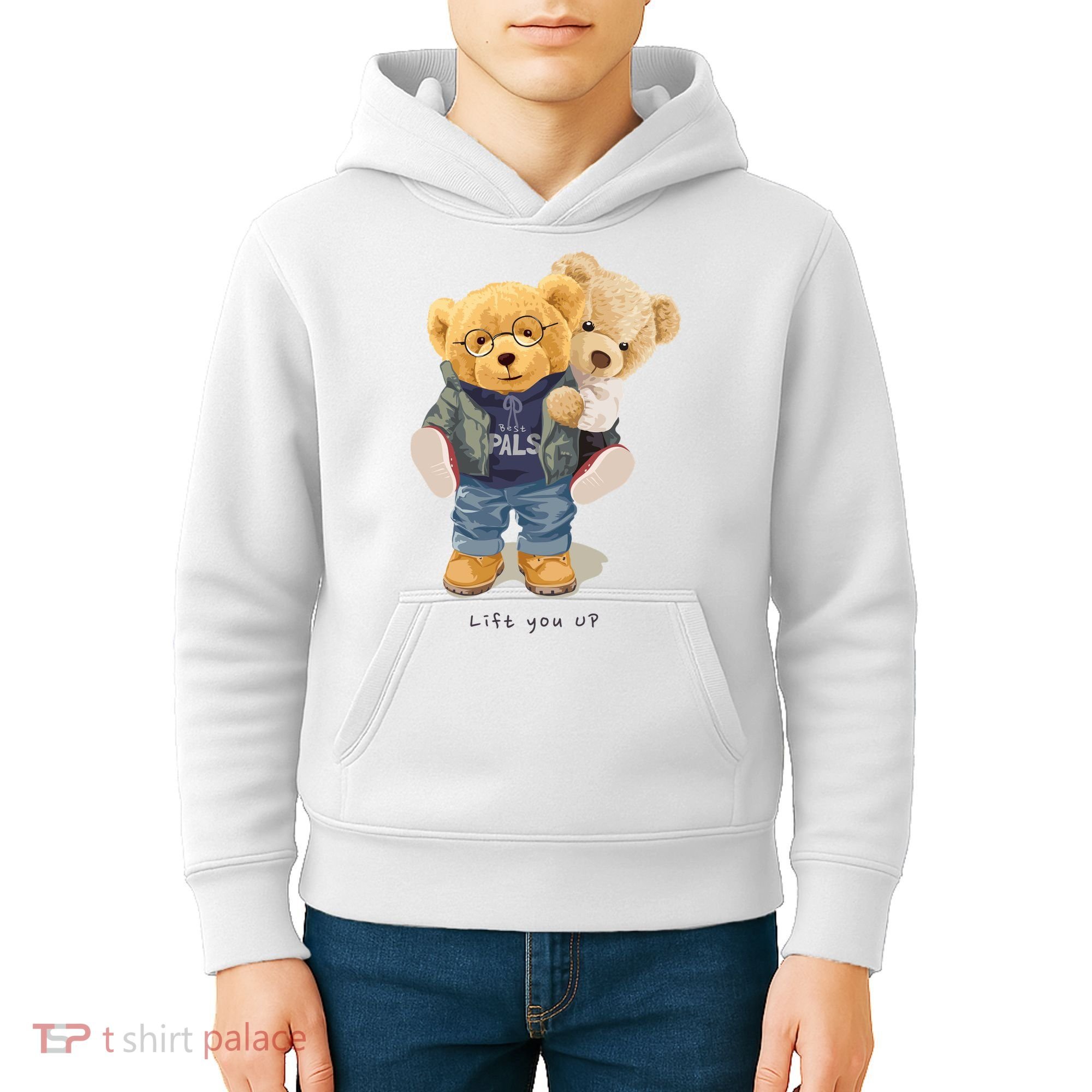 Cute Teddy Bear Lift You Up Kids Hoodie