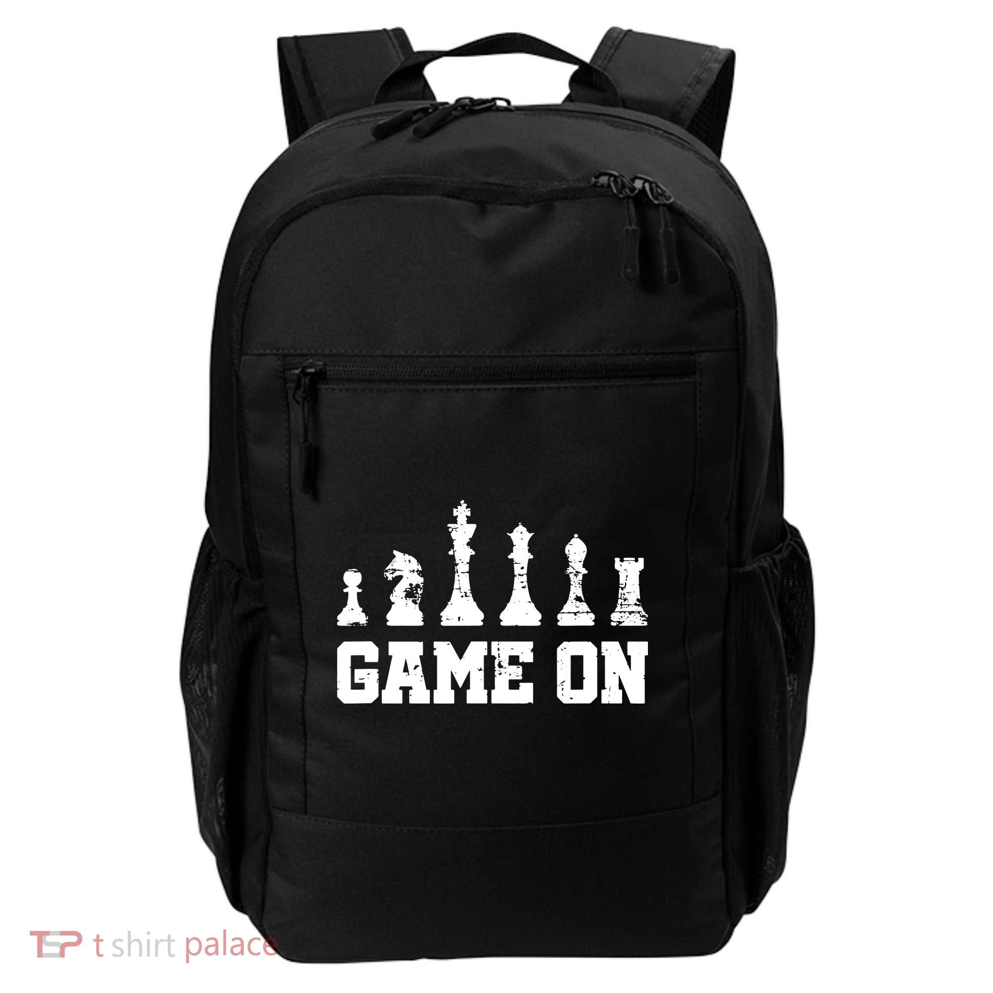 Chess Themed Chess Players With Chess Pieces Game On Backpack