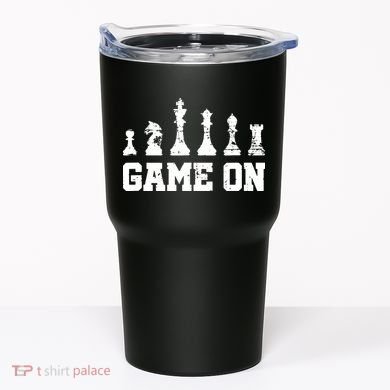 Chess Themed Chess Players With Chess Pieces Game On Tumbler
