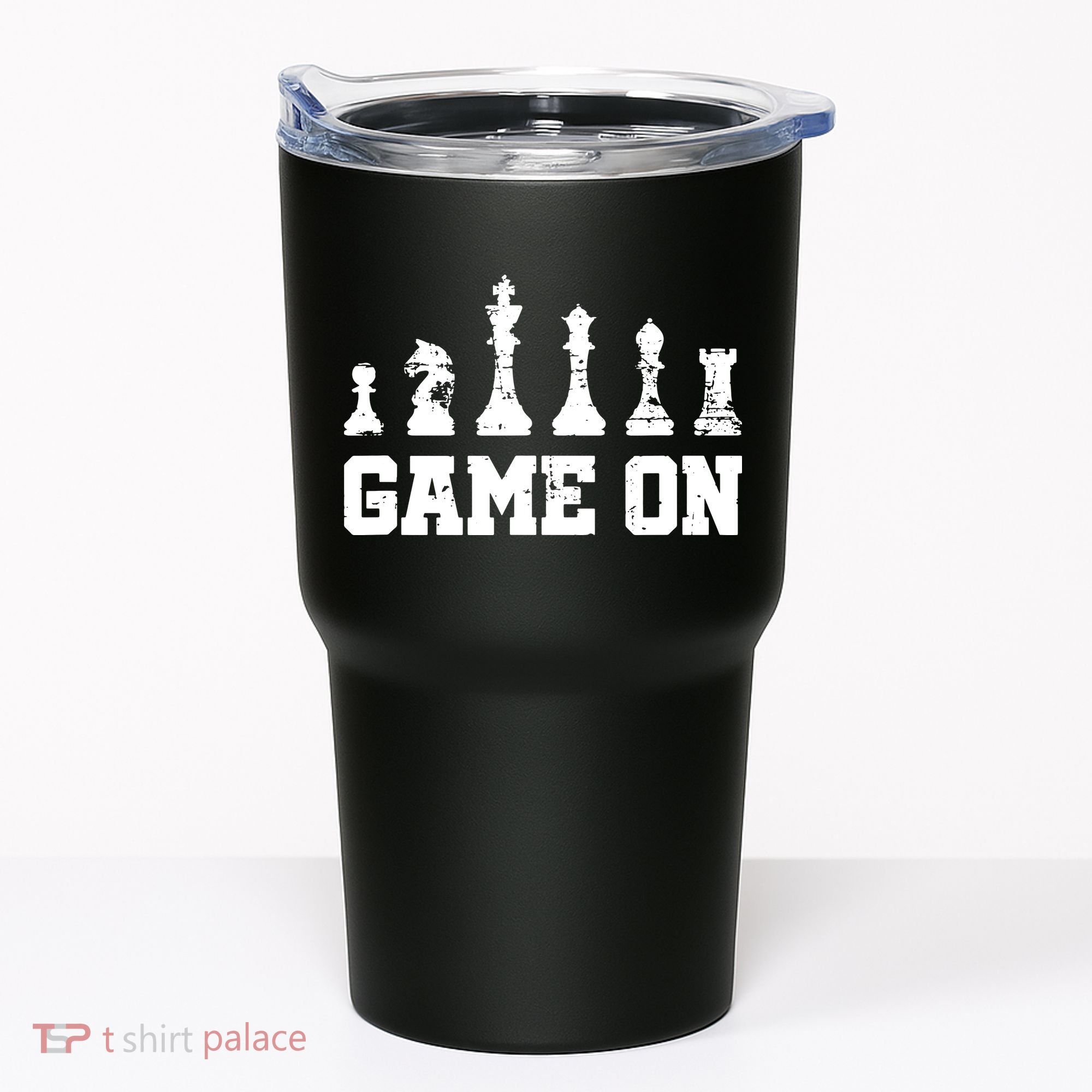 Chess Themed Chess Players With Chess Pieces Game On Tumbler