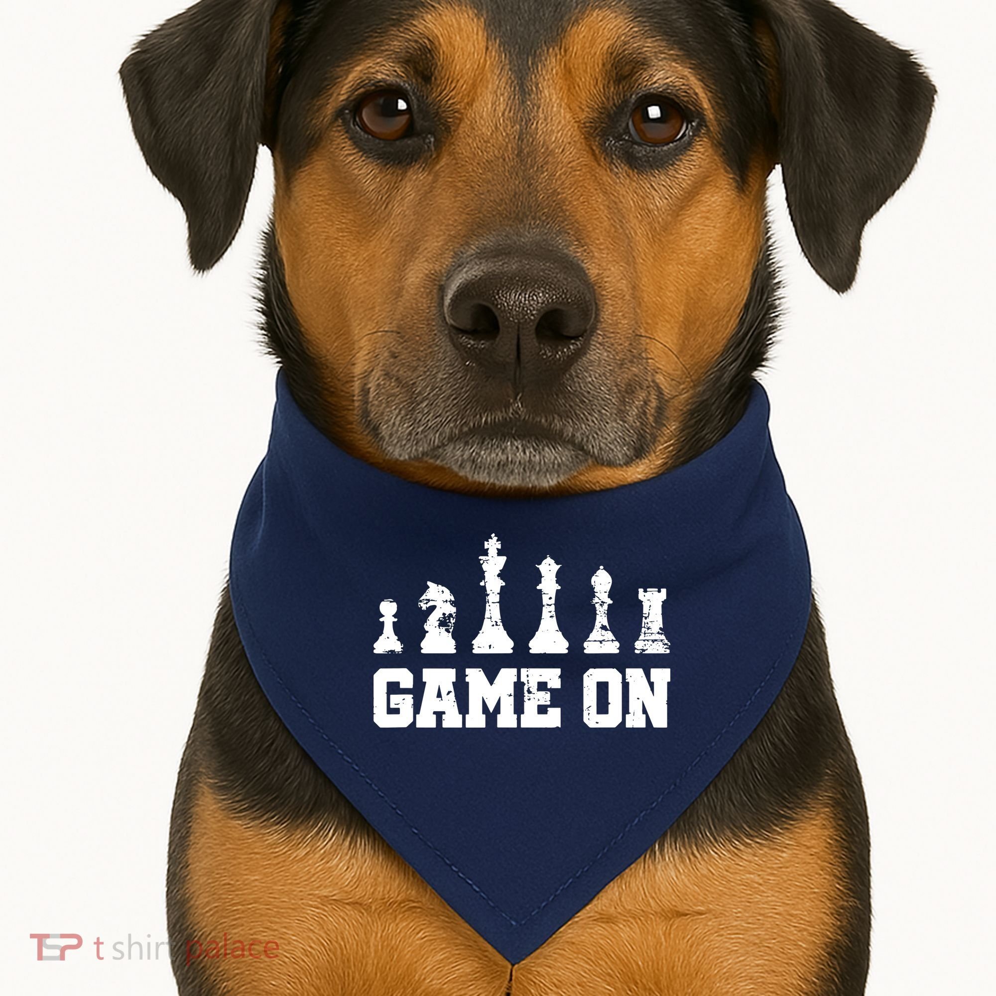 Chess Themed Chess Players With Chess Pieces Game On USA-Made Doggie Bandana