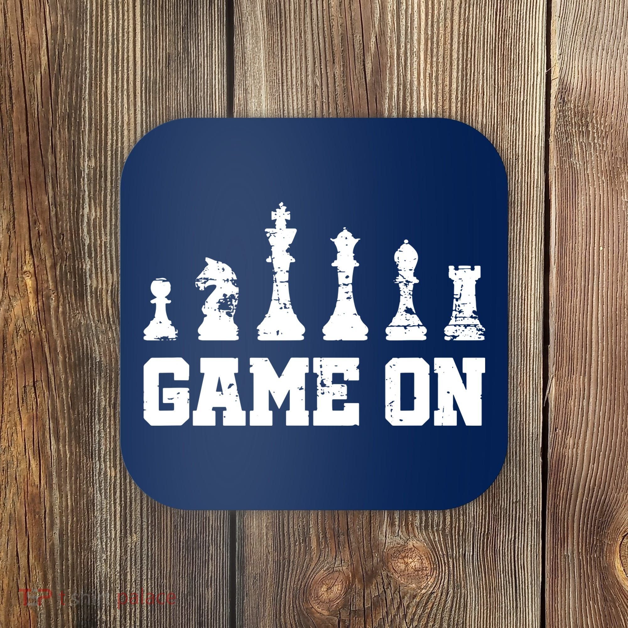 Chess Themed Chess Players With Chess Pieces Game On Coaster