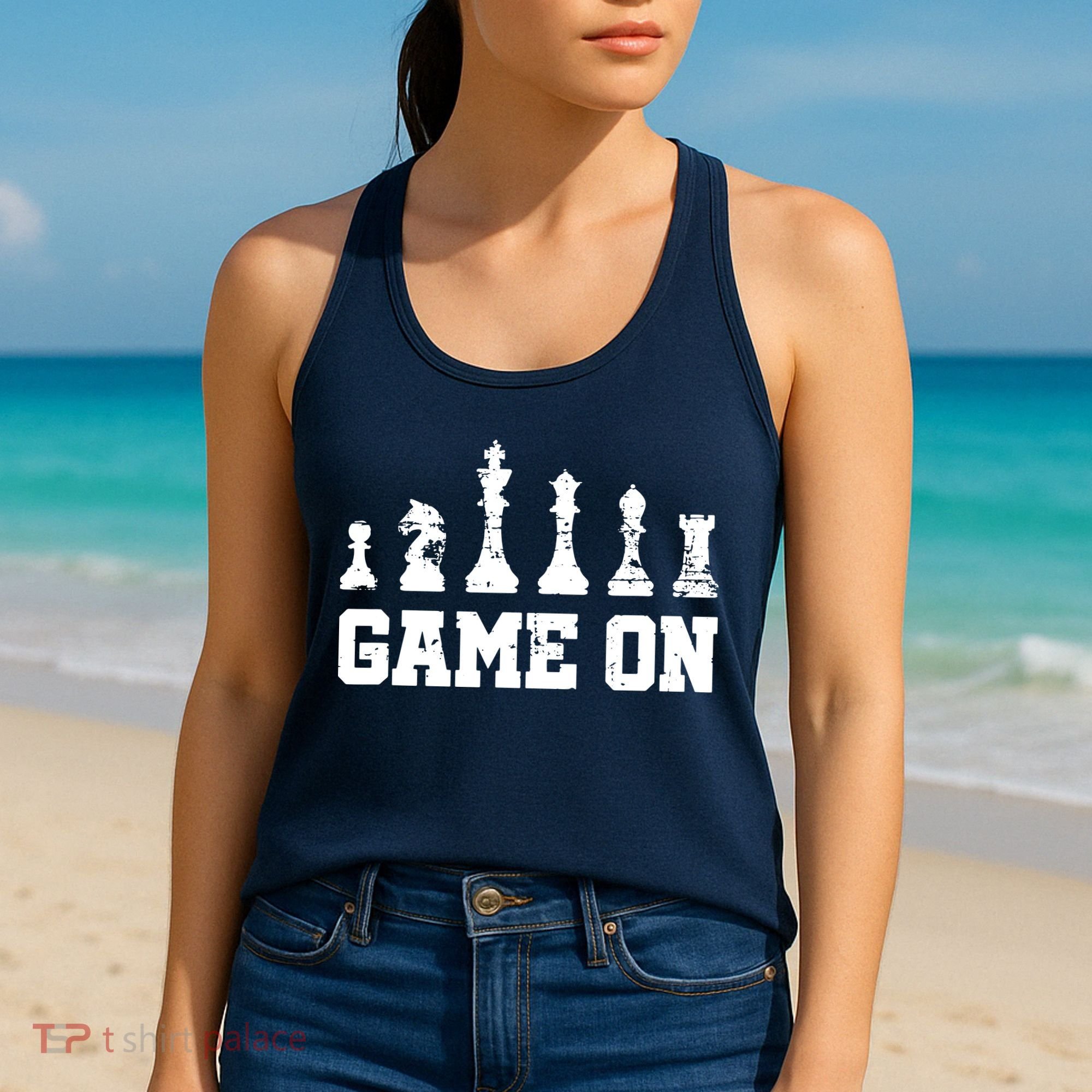 Chess Themed Chess Players With Chess Pieces Game On Women's Tank Top