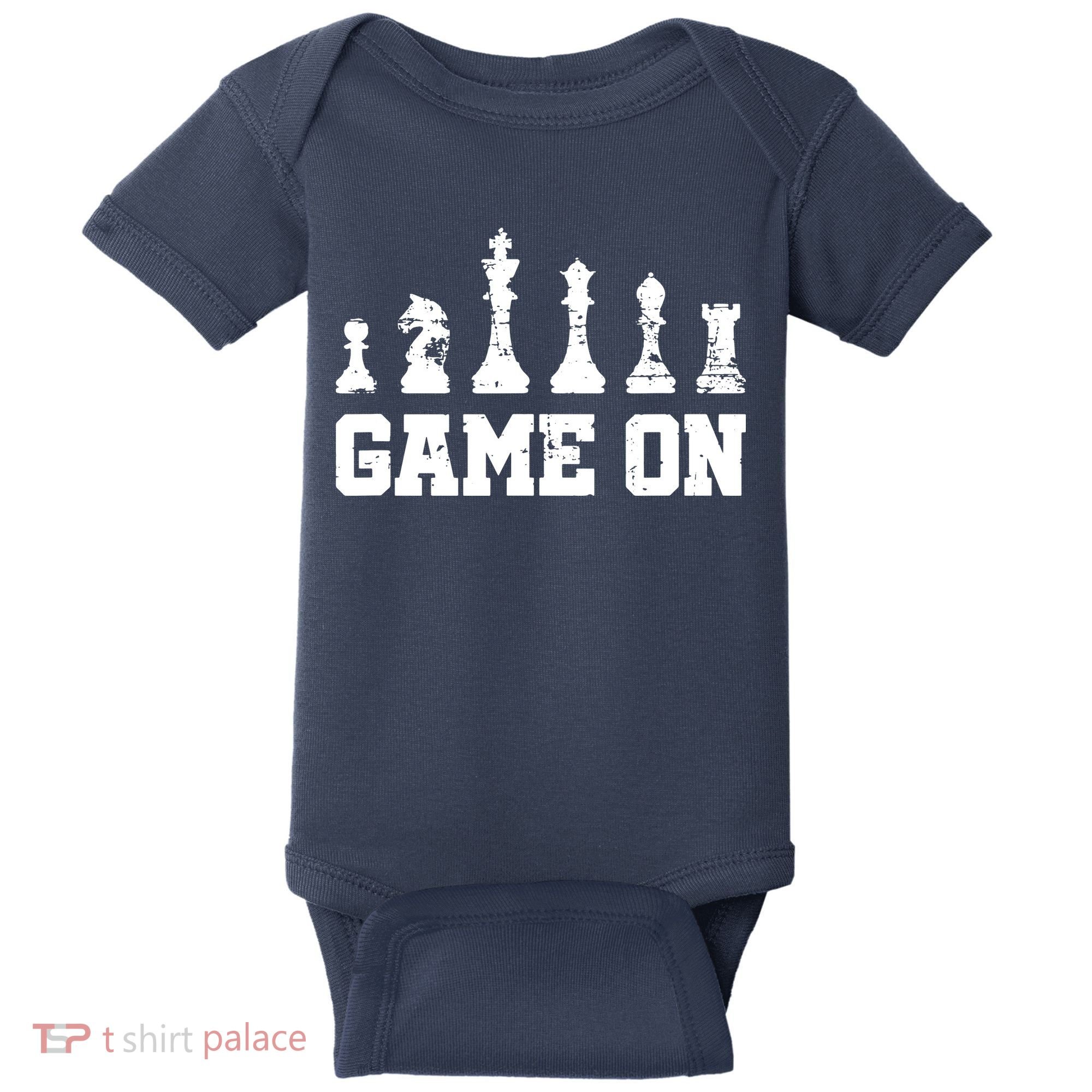 Chess Themed Chess Players With Chess Pieces Game On Baby Bodysuit
