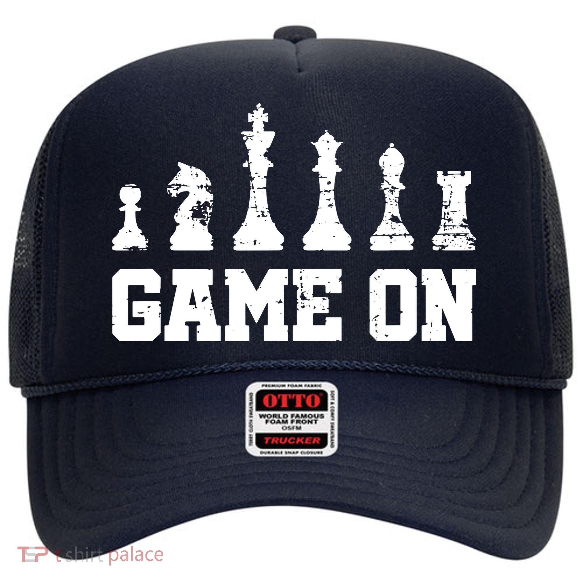 Chess Themed Chess Players With Chess Pieces Game On Hat