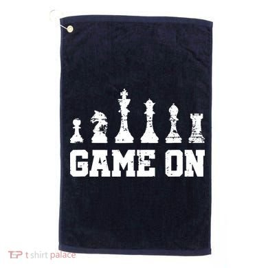 Chess Themed Chess Players With Chess Pieces Game On Golf Towel
