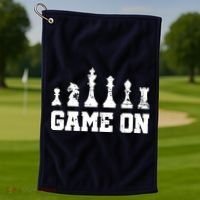 Chess Themed Chess Players With Chess Pieces Game On Golf Towel thumb 1