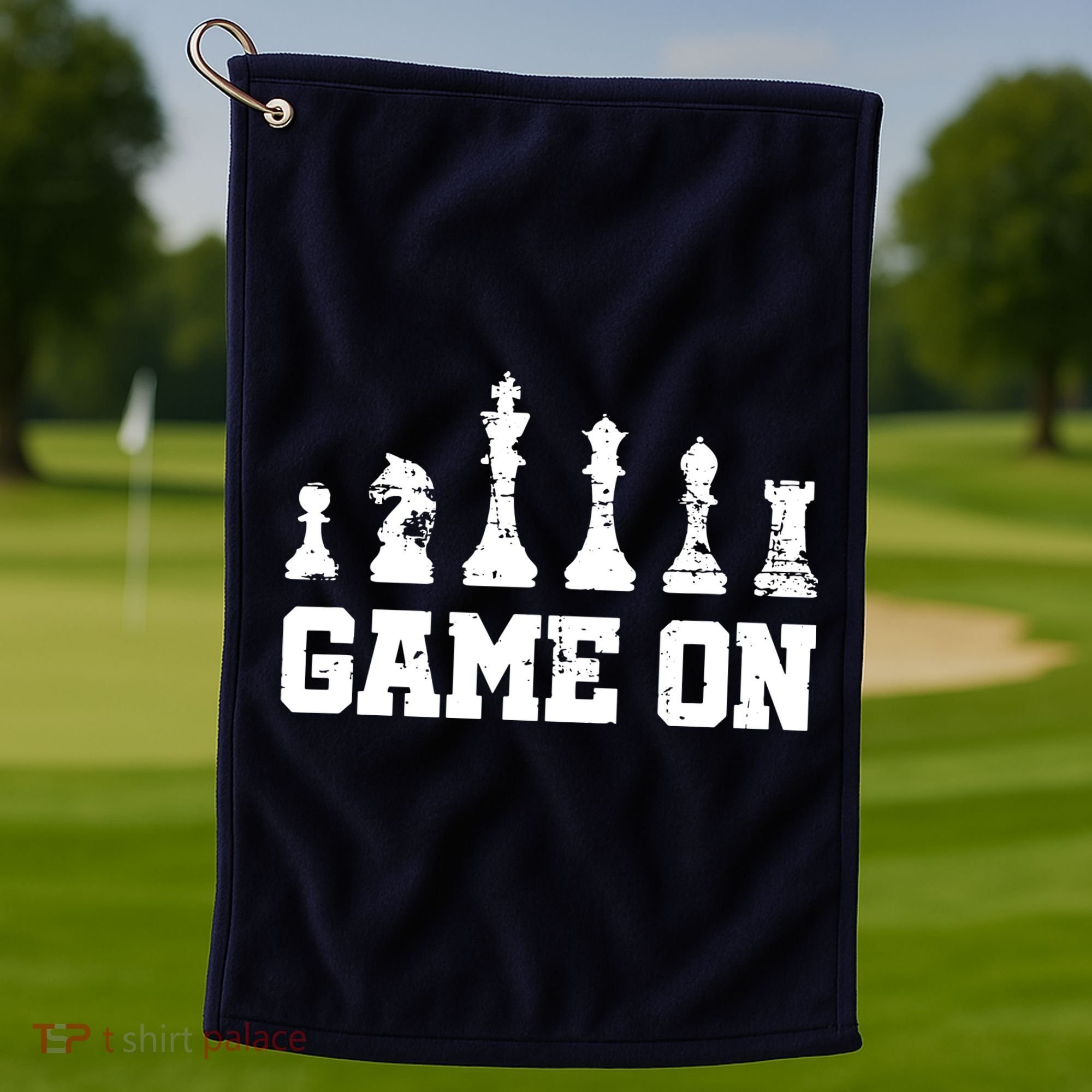 Chess Themed Chess Players With Chess Pieces Game On Golf Towel