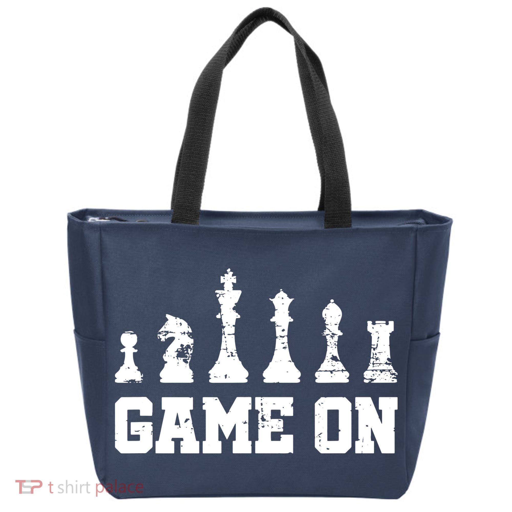Chess Themed Chess Players With Chess Pieces Game On Tote Bag
