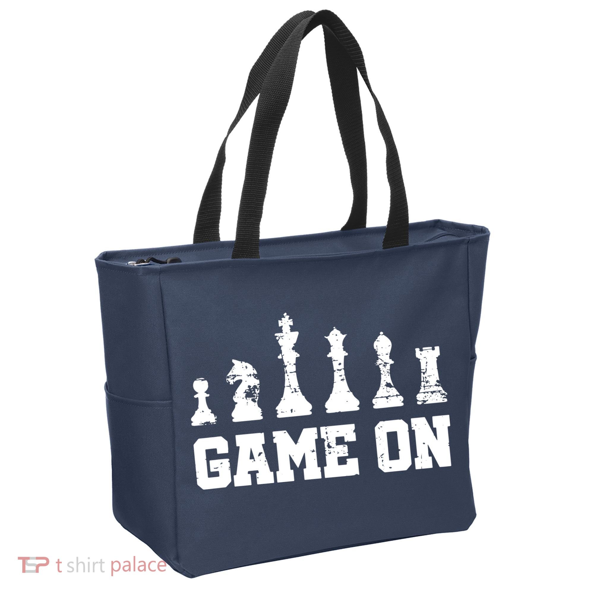 Chess Themed Chess Players With Chess Pieces Game On Tote Bag