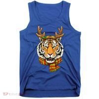 Christmas Tiger Cat Santa Clause Reindeer Xmas Tiger Lover Tank Top thumb 0