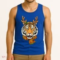 Christmas Tiger Cat Santa Clause Reindeer Xmas Tiger Lover Tank Top thumb 3