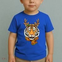 Christmas Tiger Cat Santa Clause Reindeer Xmas Tiger Lover Toddler T-Shirt thumb 2