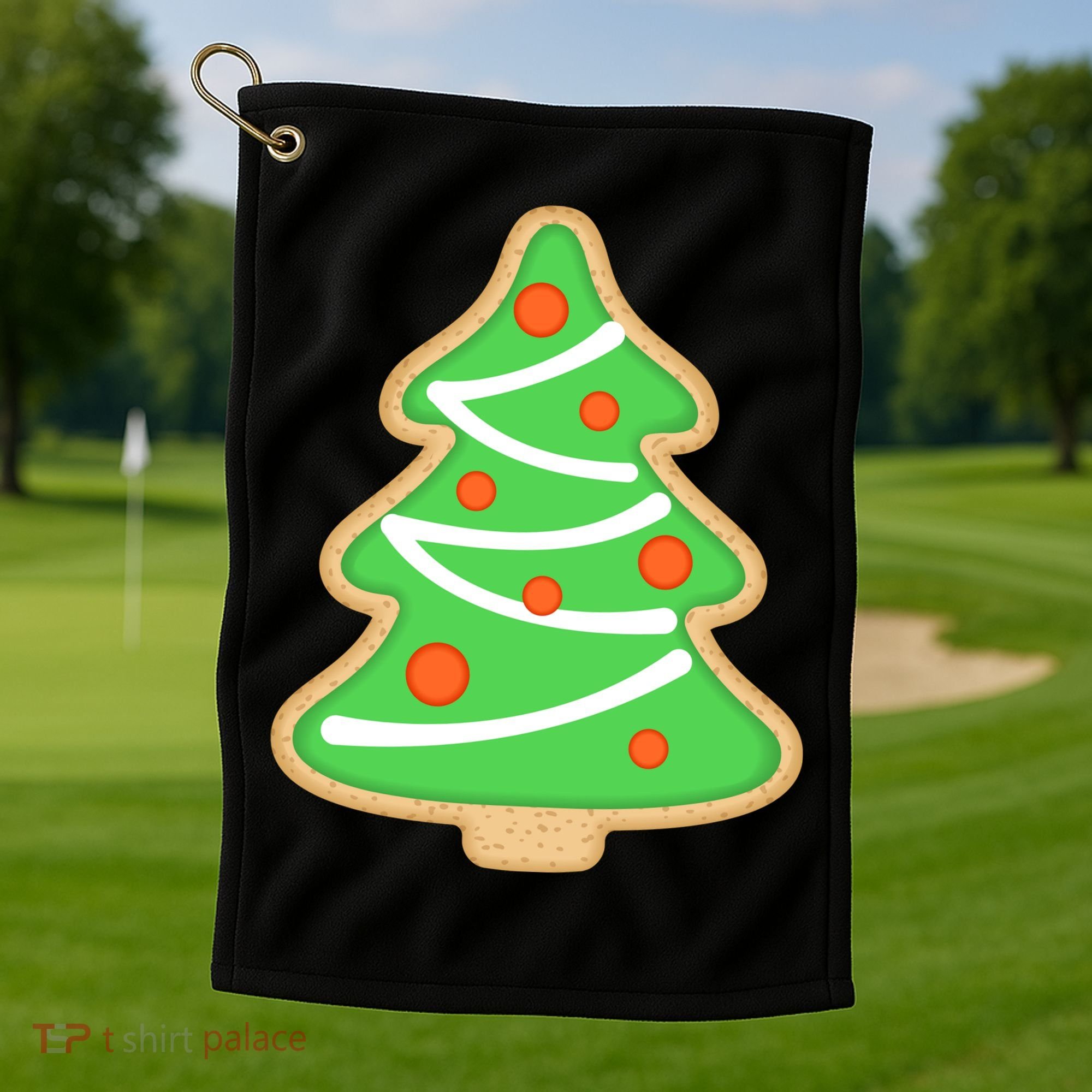 Christmas Tree Cookie Cute Holiday Golf Towel