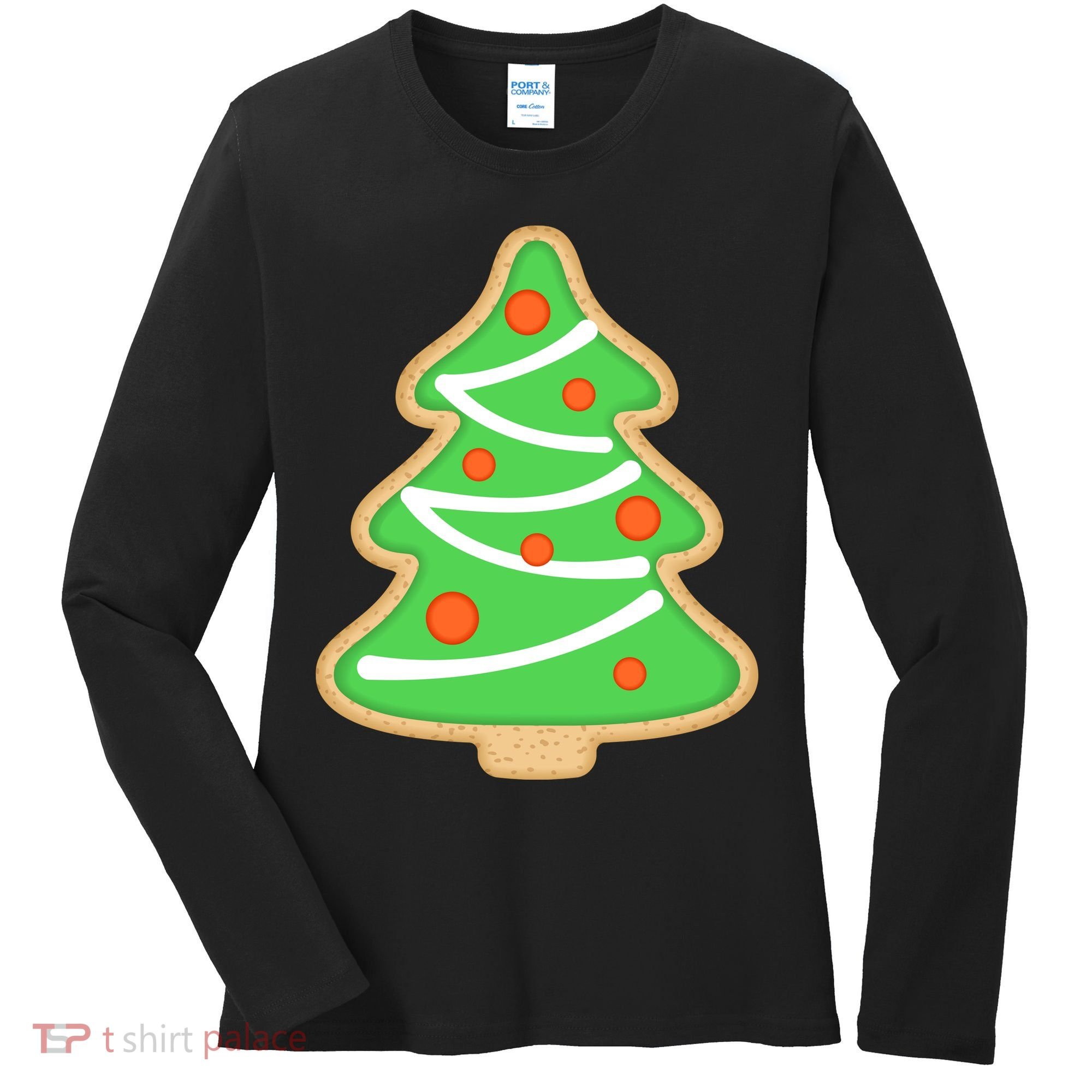 Christmas Tree Cookie Cute Holiday Women's Long Sleeve Shirt