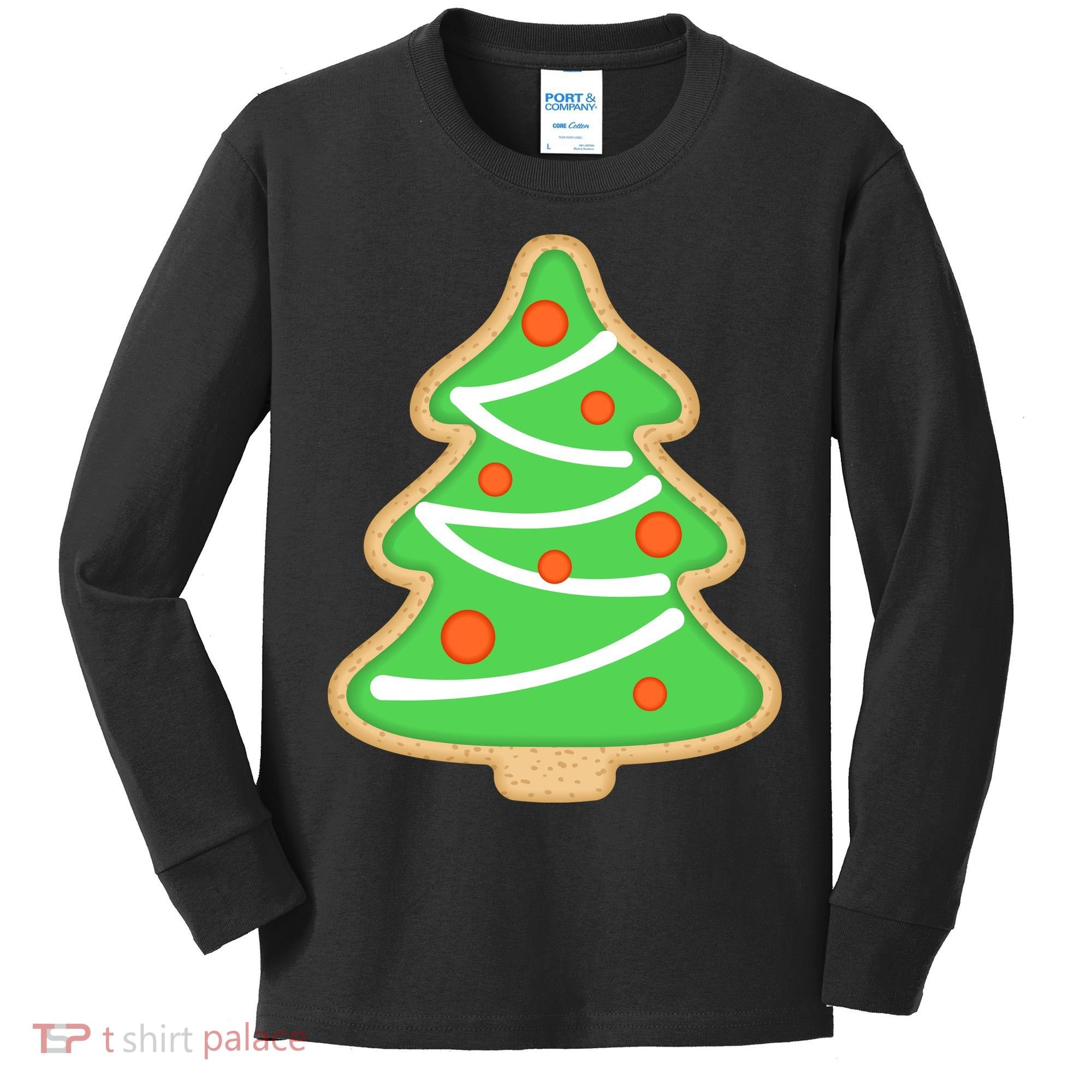 Christmas Tree Cookie Cute Holiday Kids Long Sleeve Shirt