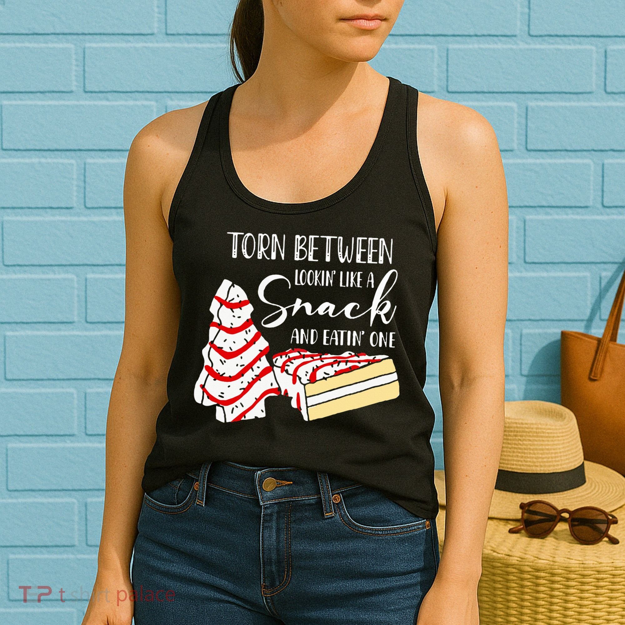 Christmas Tree Cake Torn Between Looking' Like a Snack  Women's Tank Top