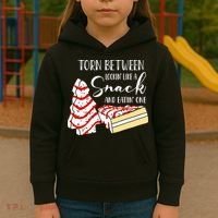 Christmas Tree Cake Torn Between Looking' Like a Snack  Kids Hoodie thumb 3