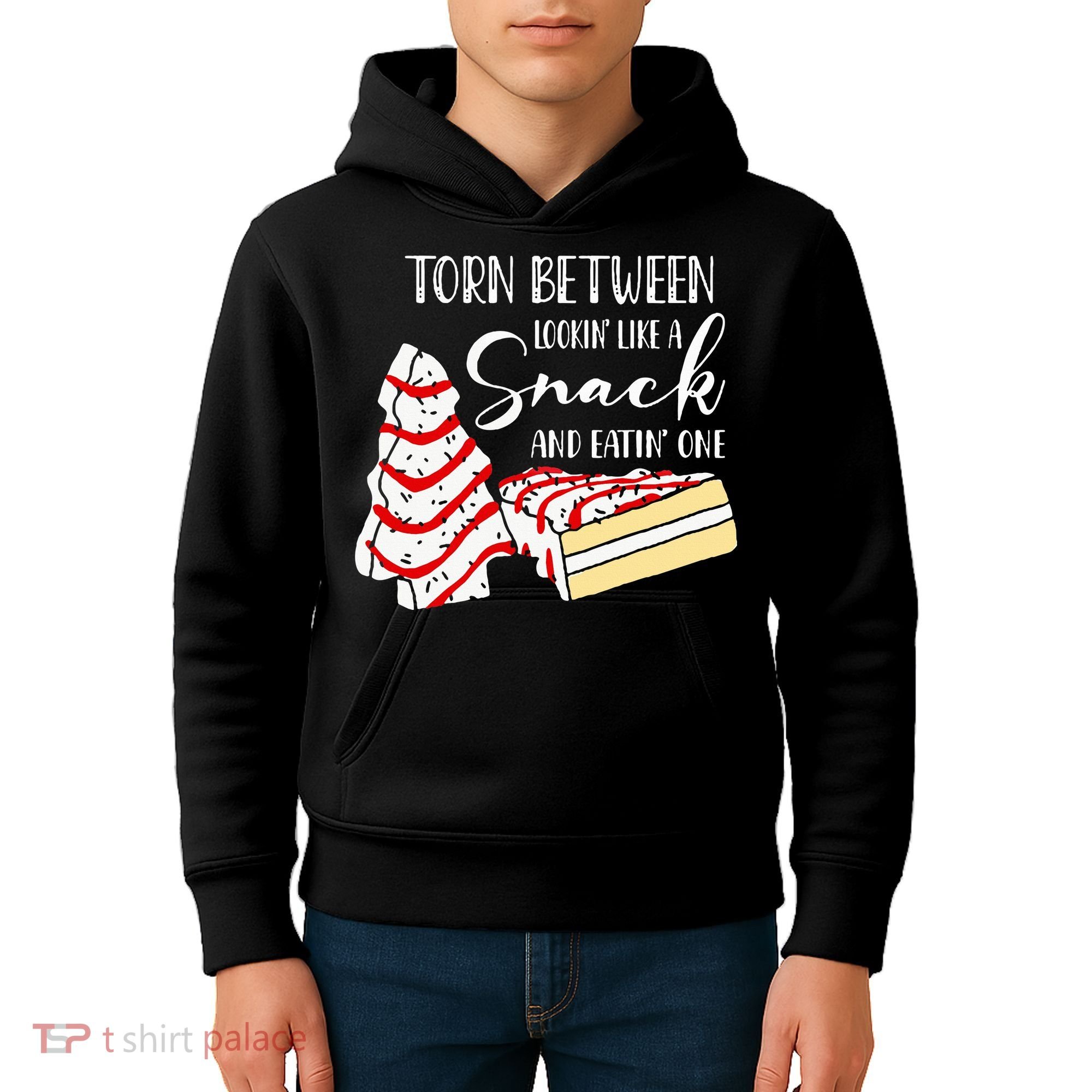Christmas Tree Cake Torn Between Looking' Like a Snack  Kids Hoodie