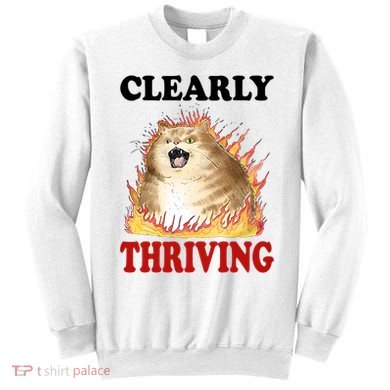 Clearly Thriving Cat Flame Funny Gift Sweatshirt