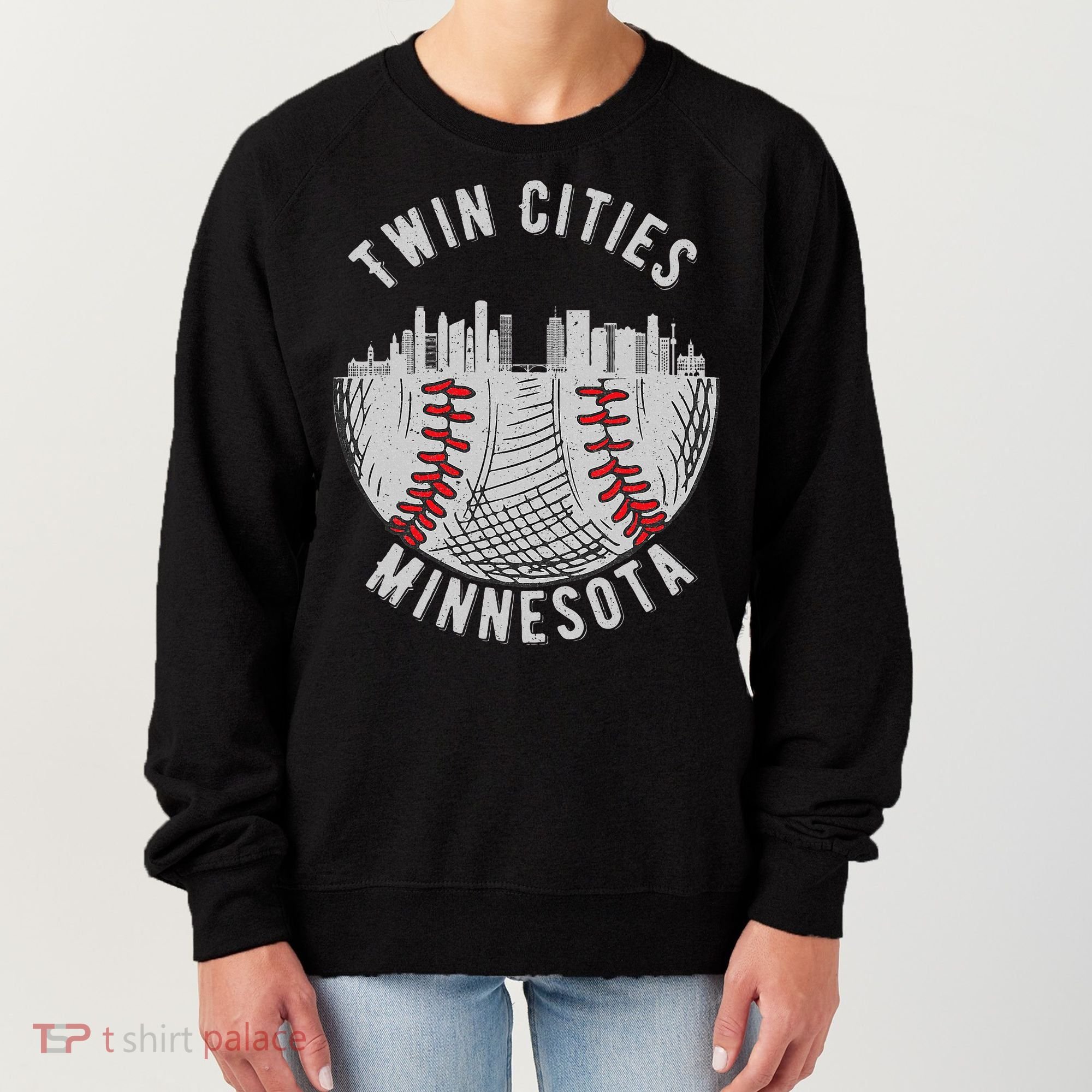 Cool Twin Cities Minnesota Mn Baseball Skyline Women's Sweatshirt
