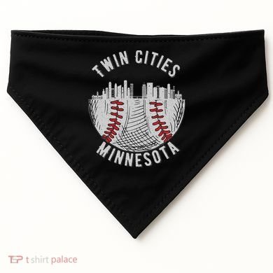 Cool Twin Cities Minnesota Mn Baseball Skyline USA-Made Doggie Bandana
