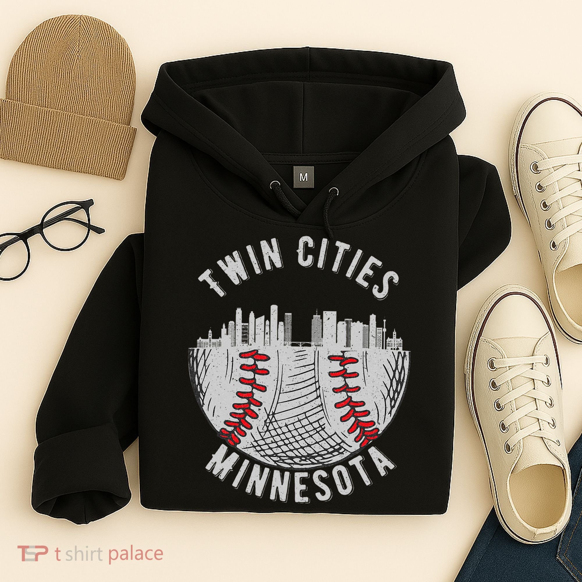 Cool Twin Cities Minnesota Mn Baseball Skyline Hoodie