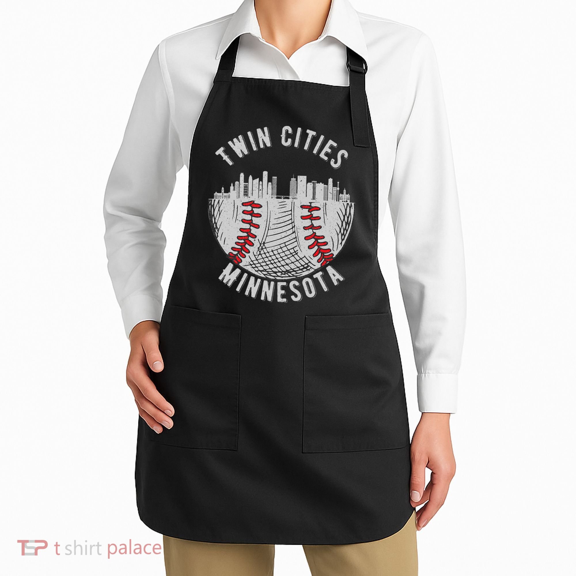 Cool Twin Cities Minnesota Mn Baseball Skyline Apron