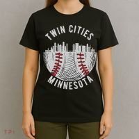 Cool Twin Cities Minnesota Mn Baseball Skyline T-Shirt thumb 4