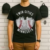 Cool Twin Cities Minnesota Mn Baseball Skyline T-Shirt thumb 6