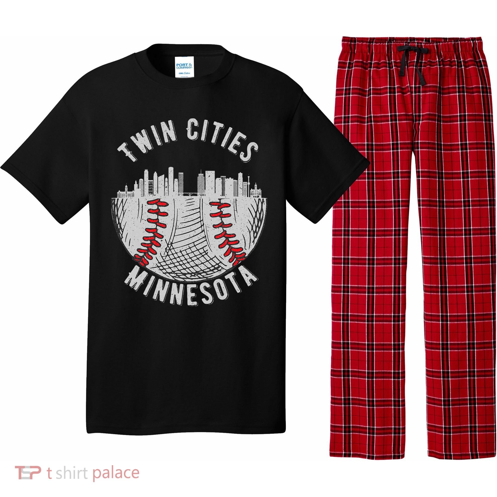 Cool Twin Cities Minnesota Mn Baseball Skyline Pajama Set
