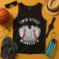 Cool Twin Cities Minnesota Mn Baseball Skyline Tank Top thumb 4