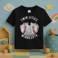 Cool Twin Cities Minnesota Mn Baseball Skyline Toddler T-Shirt thumb 3