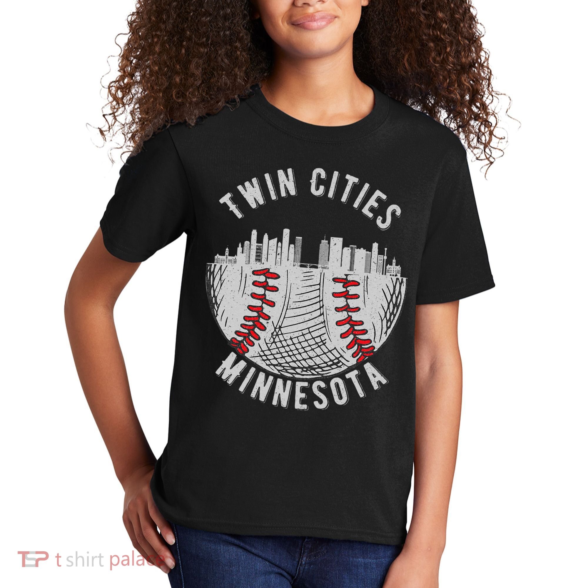 Cool Twin Cities Minnesota Mn Baseball Skyline Kids T-Shirt