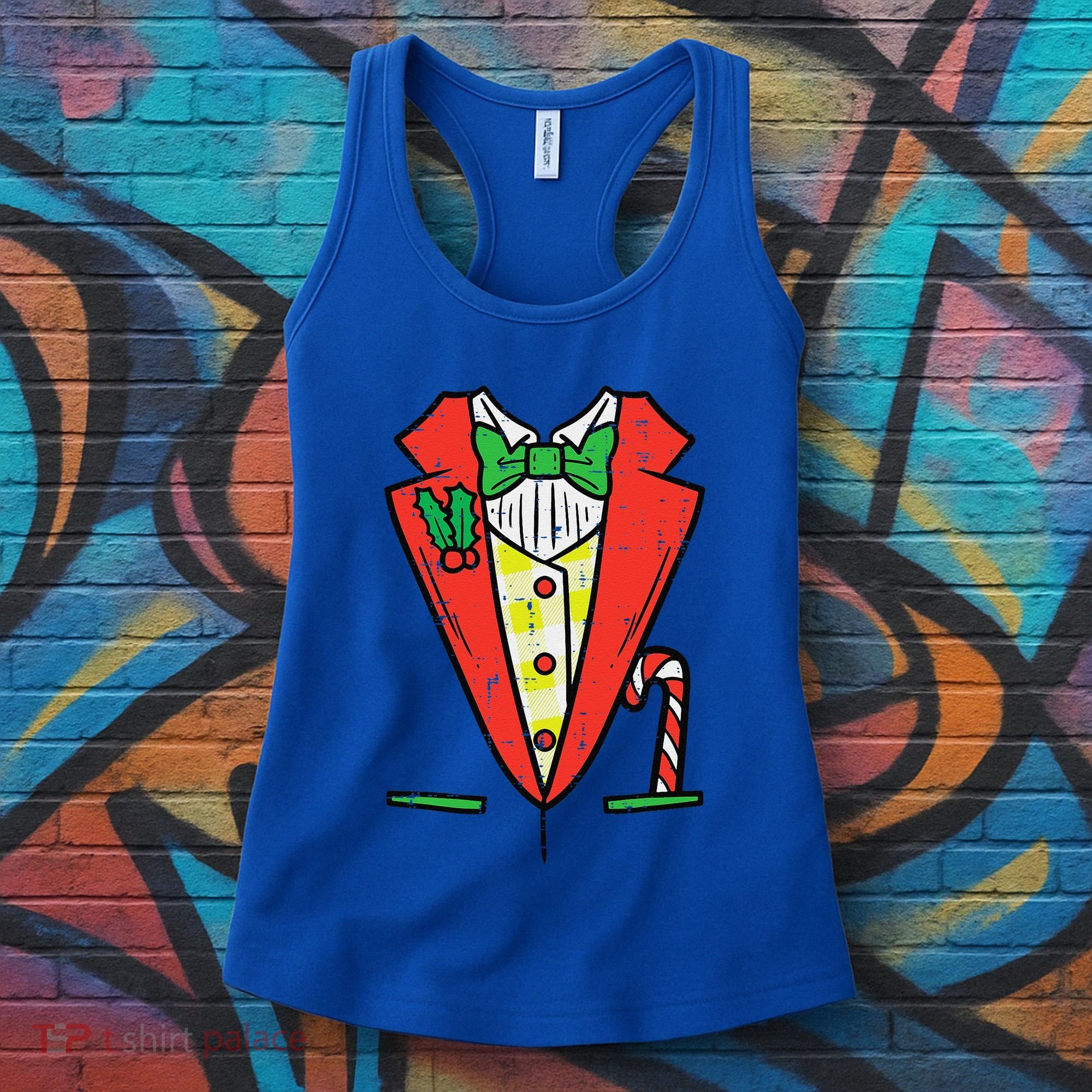Christmas Tuxedo Costume Funny Xmas Tux Bowtie Funny Women's Tank Top