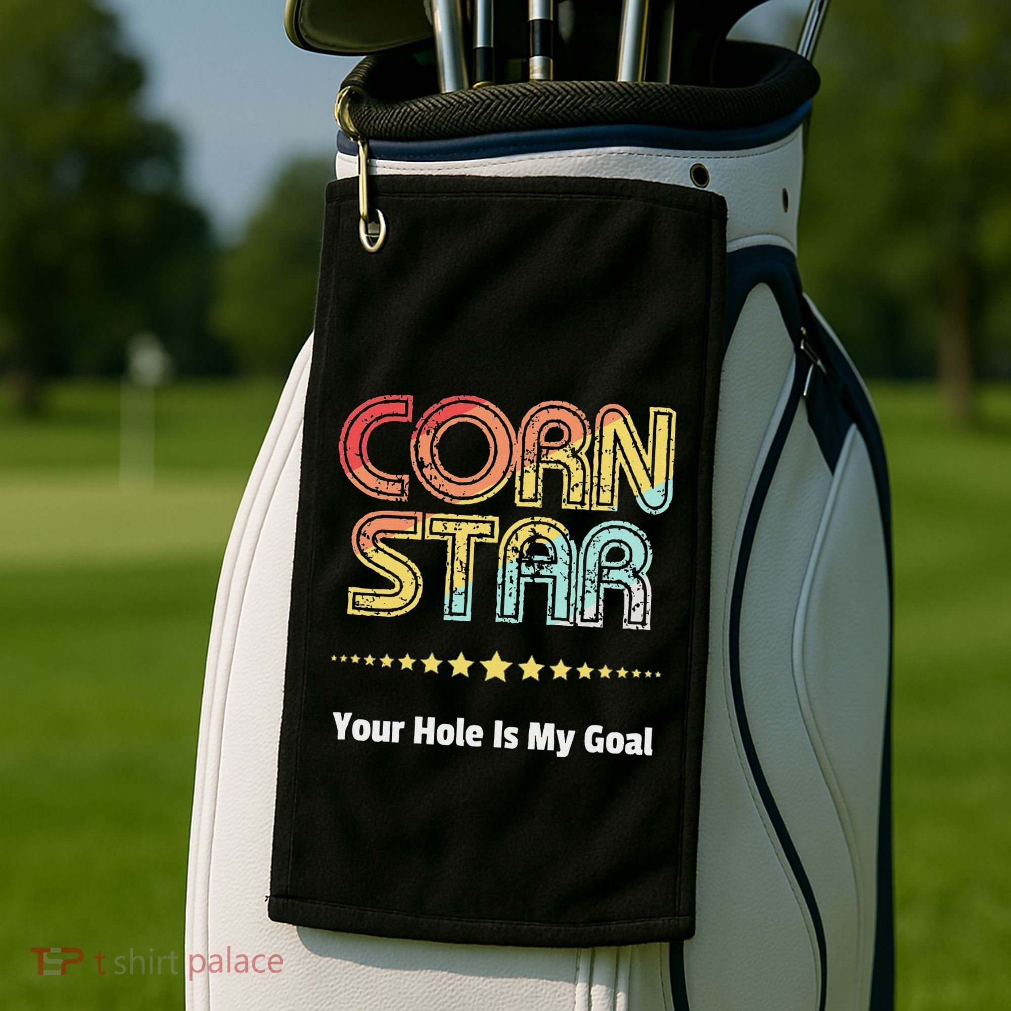 Cornhole Team Corn Star Your Hole Is My Goal Golf Towel