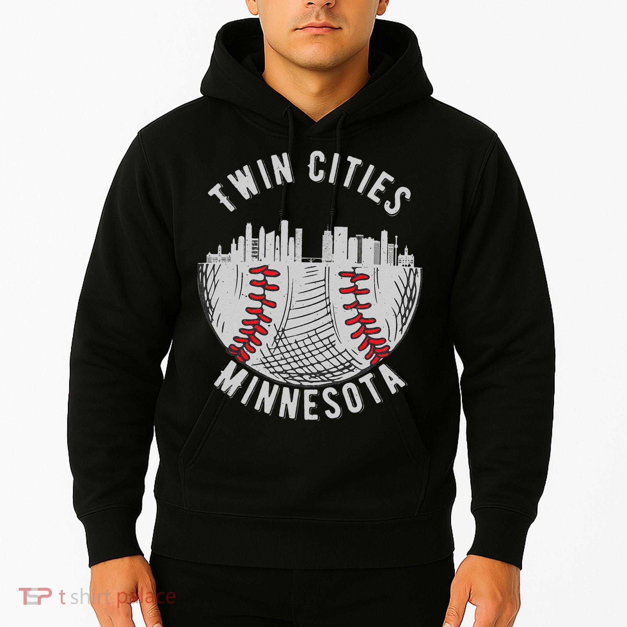 Cool Twin Cities Minnesota MN Baseball Skyline Hoodie