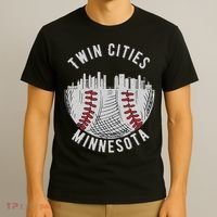 Cool Twin Cities Minnesota MN Baseball Skyline T-Shirt thumb 3