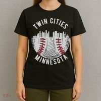 Cool Twin Cities Minnesota MN Baseball Skyline T-Shirt thumb 4