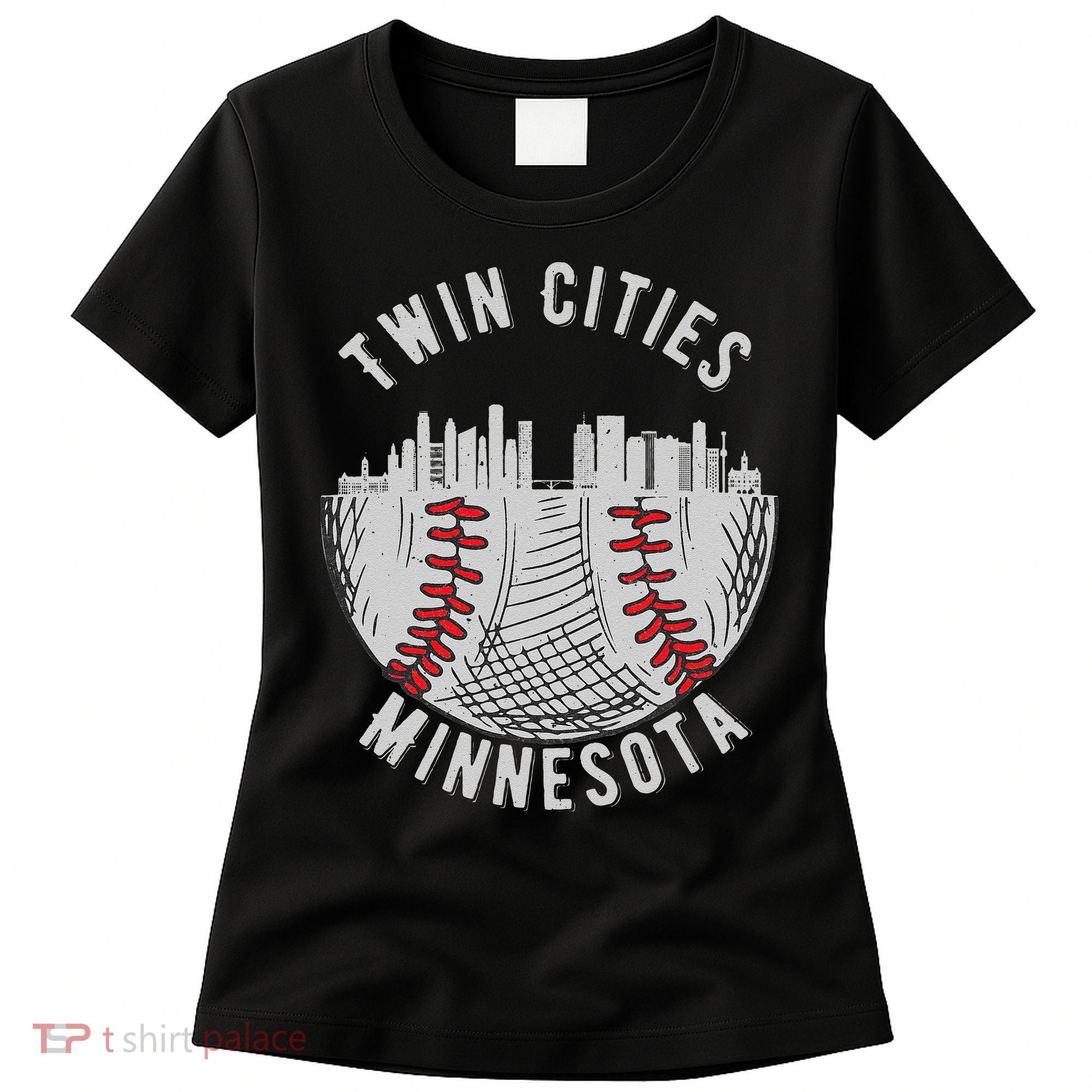 Cool Twin Cities Minnesota MN Baseball Skyline Women's T-Shirt