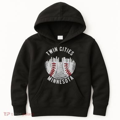 Cool Twin Cities Minnesota MN Baseball Skyline Kids Hoodie