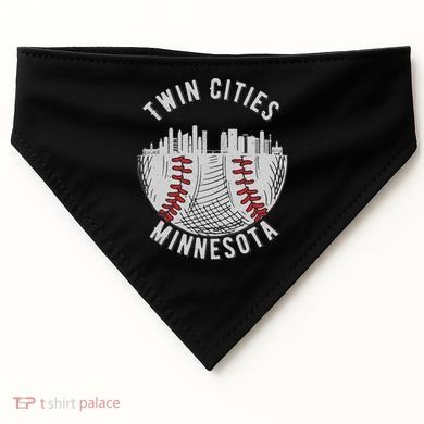 Cool Twin Cities Minnesota MN Baseball Skyline USA-Made Doggie Bandana