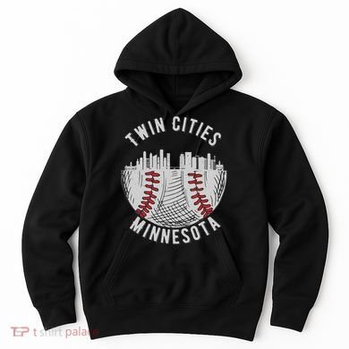 Cool Twin Cities Minnesota MN Baseball Skyline Hoodie