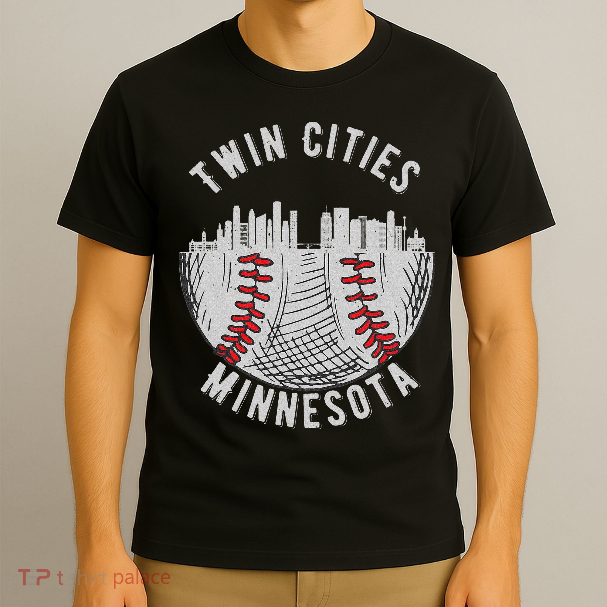 Cool Twin Cities Minnesota MN Baseball Skyline T-Shirt